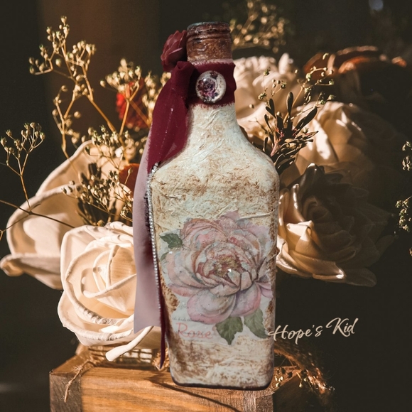 Floral Art Bottle with Red Accents - Picture 3 of 5